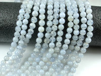 Blue Chalcedony Beads, Blue Lace Agate Beads, Round, 6mm-RainbowBeads