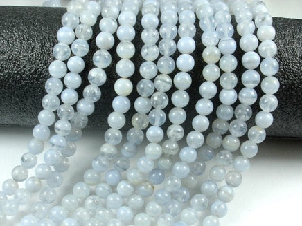 Blue Chalcedony Beads, Blue Lace Agate Beads, Round, 6mm-RainbowBeads