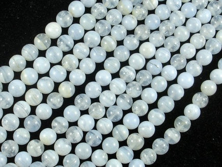 Blue Chalcedony Beads, Blue Lace Agate Beads, Round, 6mm-RainbowBeads