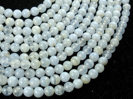 Blue Chalcedony Beads, Blue Lace Agate Beads, Round, 6mm-RainbowBeads