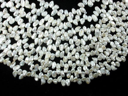Fresh Water Pearl Beads, White with AB, Top drilled, Keshi-RainbowBeads