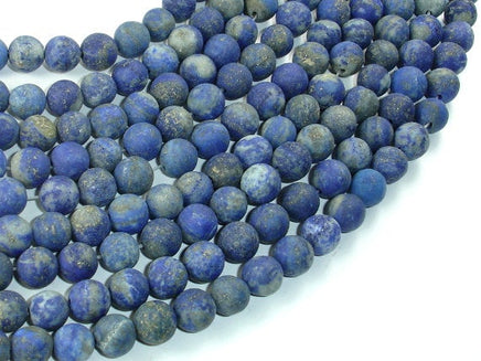 Matte Natural Lapis Lazuli Beads, 8mm Round Beads-RainbowBeads