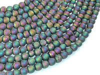 Druzy Agate Beads, Matte, Peacock Geode Beads, 6mm Round Beads-RainbowBeads