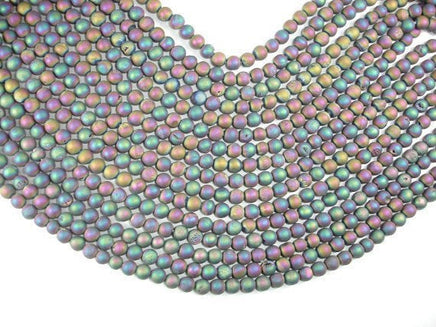 Druzy Agate Beads, Matte, Peacock Geode Beads, 6mm Round Beads-RainbowBeads