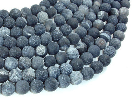 Frosted Matte Agate - Gray, 10mm Round Beads-RainbowBeads