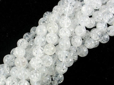 Crackle Clear Quartz Beads, 10mm Round Beads-RainbowBeads