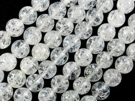 Crackle Clear Quartz Beads, 10mm Round Beads-RainbowBeads