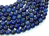 Natural Lapis Lazuli, Blue 10mm Round Beads-RainbowBeads