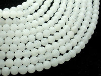 Matte White Jade Beads, 6mm Round Beads-RainbowBeads