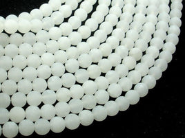 Matte White Jade Beads, 6mm Round Beads-RainbowBeads