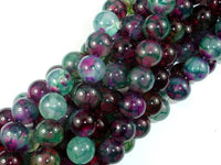 Dragon Vein Agate Beads, Green & Fuchsia, 10mm Round-RainbowBeads