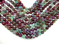 Dragon Vein Agate Beads, Green & Fuchsia, 10mm Round-RainbowBeads