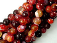 Banded Agate Beads, Red & White, 8mm Round-RainbowBeads
