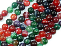 Banded Agate Beads, Multi Colored, 8mm Round-RainbowBeads