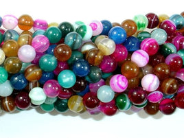 Banded Agate Beads, Striped Agate, Multi Colored, 6mm Round-RainbowBeads
