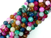 Banded Agate Beads, Striped Agate, Multi Colored, 6mm Round-RainbowBeads