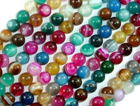 Banded Agate Beads, Striped Agate, Multi Colored, 6mm Round-RainbowBeads