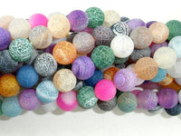 Frosted Matte Agate - Multi Color, 8mm Round-RainbowBeads