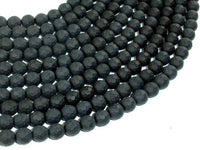 Matte Black Onyx Beads, 6mm Faceted Round-RainbowBeads