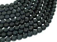 Matte Black Onyx Beads, 8mm Faceted Round-RainbowBeads