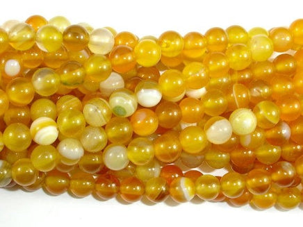 Banded Agate Beads, Yellow, 6mm Round-RainbowBeads