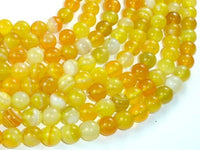 Banded Agate Beads, Yellow, 8mm Round Beads-RainbowBeads