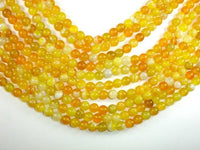 Banded Agate Beads, Yellow, 8mm Round Beads-RainbowBeads