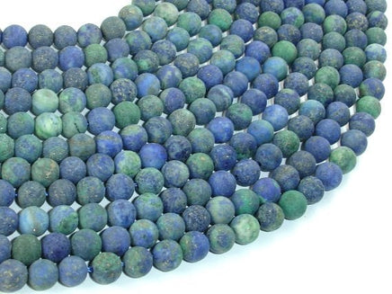 Matte Azurite Malachite Beads, Round, 6mm-RainbowBeads