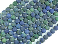 Matte Azurite Malachite Beads, Round, 6mm-RainbowBeads