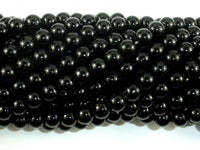 Black Stone, 6mm (6.3mm) Round Beads-RainbowBeads