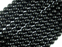 Black Stone, 6mm (6.3mm) Round Beads-RainbowBeads