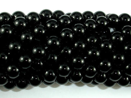 Black Stone, 8mm (8.2mm) Round Beads-RainbowBeads