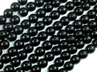 Black Stone, 8mm (8.2mm) Round Beads-RainbowBeads