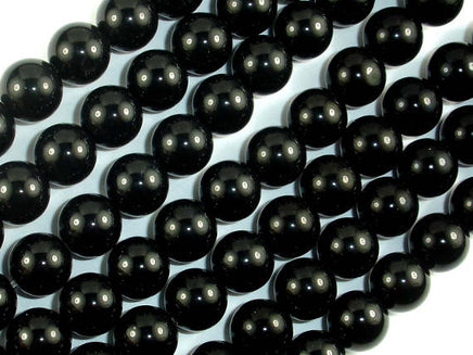 Black Stone, 10mm Round Beads-RainbowBeads