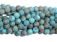 Matte Blue Calsilica Jasper Beads, 6mm, Round Beads-RainbowBeads