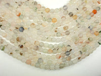 Frosted Matte Agate-White, Gray, 8mm Round Beads-RainbowBeads