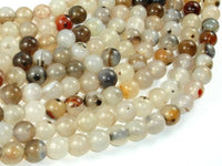 Agate-White, Gray, 8mm Round Beads, 15 Inch-RainbowBeads