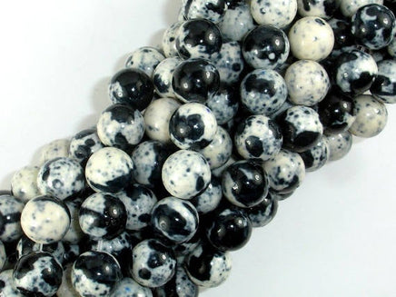 Rain Flower Stone, Round Beads, Black, White, 10mm-RainbowBeads