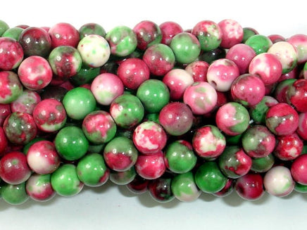 Rain Flower Stone, Red, Green, 6mm Round Beads-RainbowBeads
