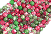 Rain Flower Stone, Red, Green, 6mm Round Beads-RainbowBeads