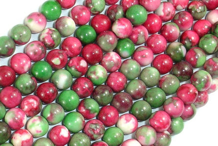 Rain Flower Stone, Red, Green, 6mm Round Beads-RainbowBeads