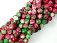 Rain Flower Stone, Red, Green, 6mm Round Beads-RainbowBeads