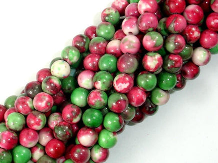 Rain Flower Stone, Red, Green, 6mm Round Beads-RainbowBeads