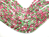 Rain Flower Stone, Red, Green, 6mm Round Beads-RainbowBeads