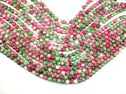 Rain Flower Stone, Red, Green, 6mm Round Beads-RainbowBeads