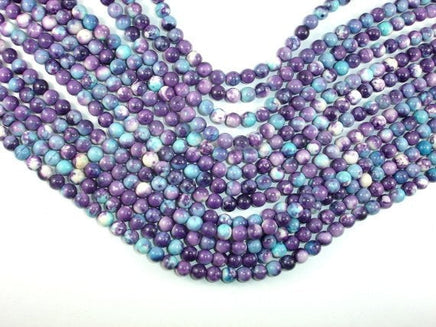 Rain Flower Stone Beads, Blue, Purple, 6mm Round Beads-RainbowBeads