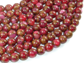 Mosaic Stone Beads, Red, 10mm Round Beads-RainbowBeads