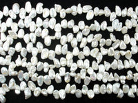 Fresh Water Pearl Beads, White with AB, Top drilled, Keshi-RainbowBeads