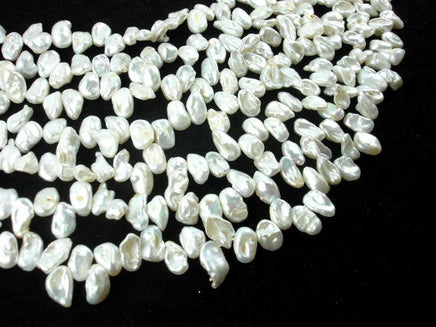 Fresh Water Pearl Beads, White with AB, Top drilled, Keshi-RainbowBeads
