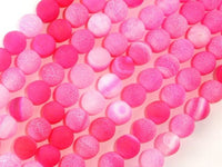 Frosted Matte Agate Beads-Pink, 8mm Round Beads-RainbowBeads
